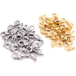 30 pçs/lote 12*7mm 10*5mm aço inoxidável banhado a ouro lagosta fecho ganchos para colar & pulseira corrente diy moda jóias descobertas - Image 1