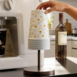 Suporte de Copos de Papel Descartáveis em Madeira Cor Noz, Ideal para Cantinhos de Café Domésticos, Cozinhas e Pequenos Balcões de Bar - Image 4