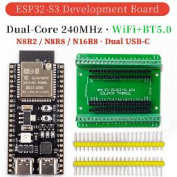 Placa de Desenvolvimento ESP32-S3 WiFi Bluetooth 5.0 Dual-Core 240MHz N16R8 N8R8 8MB PSRAM Adaptador Dual USB-C 44PIN para MicroPython IoT - Image 1