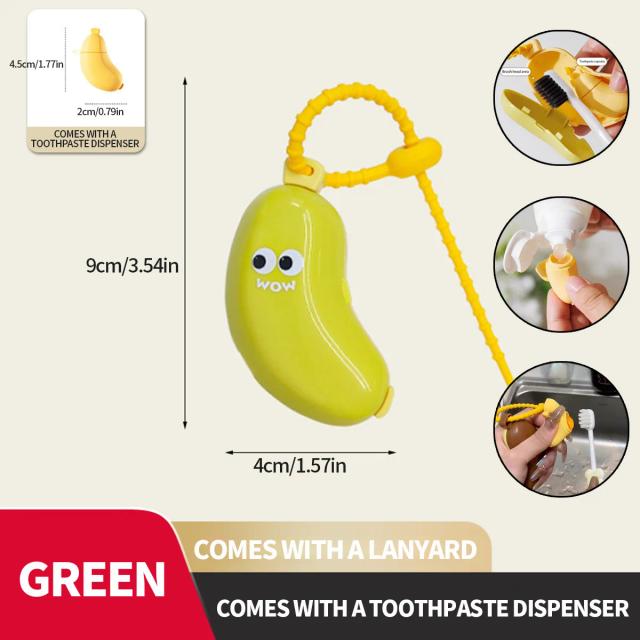 Tampa Protetora de Escova de Dentes Banana com Caixa de Armazenamento de Pasta de Dente para Viagem