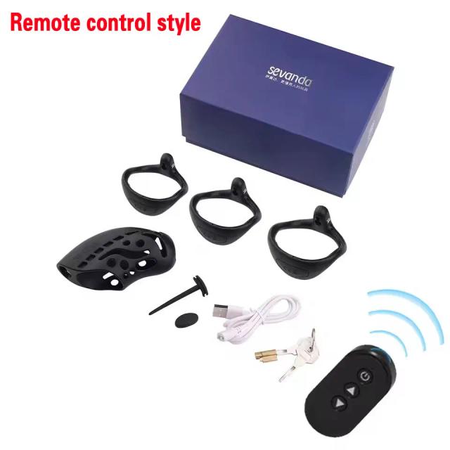 Anel de Castidade Masculino com Controle Remoto Sem Fio BSDM, Gaiola de Choque Elétrico, Anel Peniano Estimulado Eletricamente, Brinquedos Sexuais para Adultos