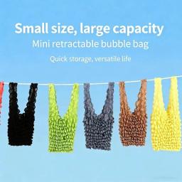 1PCS Nova Mini Bolsa de Compras Expansível Dobrável Plissada Flexível Elástica de Grande Capacidade com Bolhas Portátil para Armazenamento - Image 1