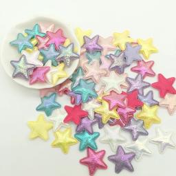 100 pçs 25mm laser acolchoado glitter pano estrelas apliques para roupas diy remendos de costura artesanal headwear grampos de cabelo acessórios - Image 2