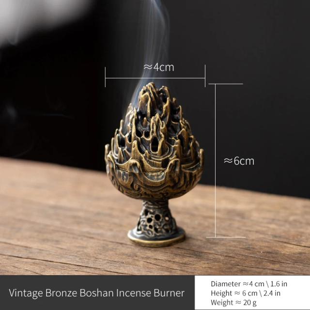 Incensário Boshan Liga Metálica Estilo Han Escultura Vazada 6cm