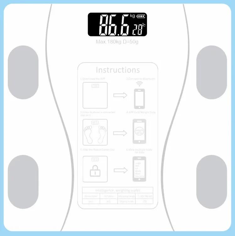 Balança de gordura corporal inteligente, sem fio, digital, para banheiro, analisador de composição corporal com aplicativo de smartphone, compatível com bluetooth - Image 1