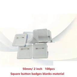 100 peças de material em branco para crachás de botão quadrados de 50*50mm (2 polegadas), peças para crachás de botão para fabricação de crachás de botão DIY. - Image 5