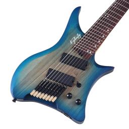 8 cordas 686mm sclae guitarra elétrica sem cabeça 30 Polegada fanned traste design sólido cinza corpo mini guitarra com roud trastes - Image 1