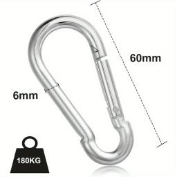 Conjunto de mosquetões de aço inoxidável de 12 peças, 6x60mm, capacidade de carga de 180kg, galvanizado resistente à ferrugem, multiuso para atividades ao ar livre - Image 3