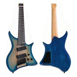 8 cordas 686mm sclae guitarra elétrica sem cabeça 30 Polegada fanned traste design sólido cinza corpo mini guitarra com roud trastes - Image 6