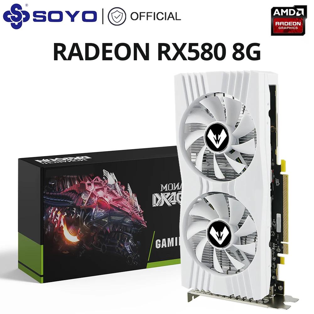 SOYO AMD Radeon RX580 8G Placa gráfica GDDR5 Placa de vídeo de memória HDMI DP DVI PCIE3.0x16 para jogos Placa GPU de computador - Image 1