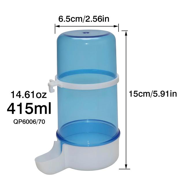 Bebedouro Automático Suspenso de Plástico para Pássaros, Comedouro para Papagaios, Alimentador para Gaiola de Pássaros, Alimentador para Periquitos Azuis e Pombos, 415ml 240ml