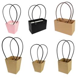 Caixa de flores portátil à prova d'água, saco de presente prático, bolsa kraft, casamento, rosa, festa, caixa de presente, embalagem para doces, bolo, aniversário - Image 6