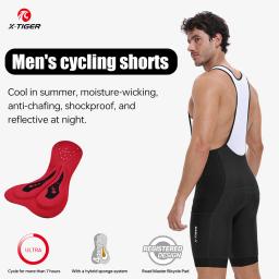 X-TIGER Calções de Ciclismo Masculinos de Cintura Alta, Respiráveis, de Secagem Rápida, para MTB e Estrada, com 2 Bolsos Laterais e Chamois Acolchoado Profissional - Image 1