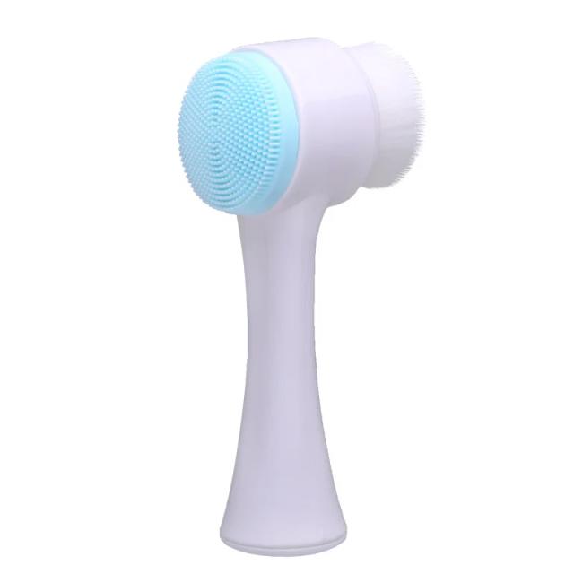 Escova de Limpeza Facial Dupla Face Silicone 3D
