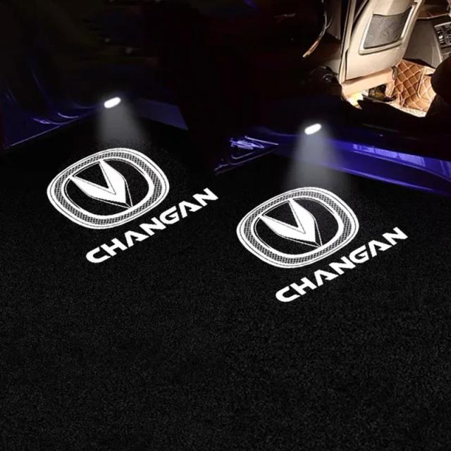 Para changan led emblema luz da porta do carro luces fantasma sombra projetor decoração do carro cs15 cs75 cs95 eado xt dt raiteton honra benni
