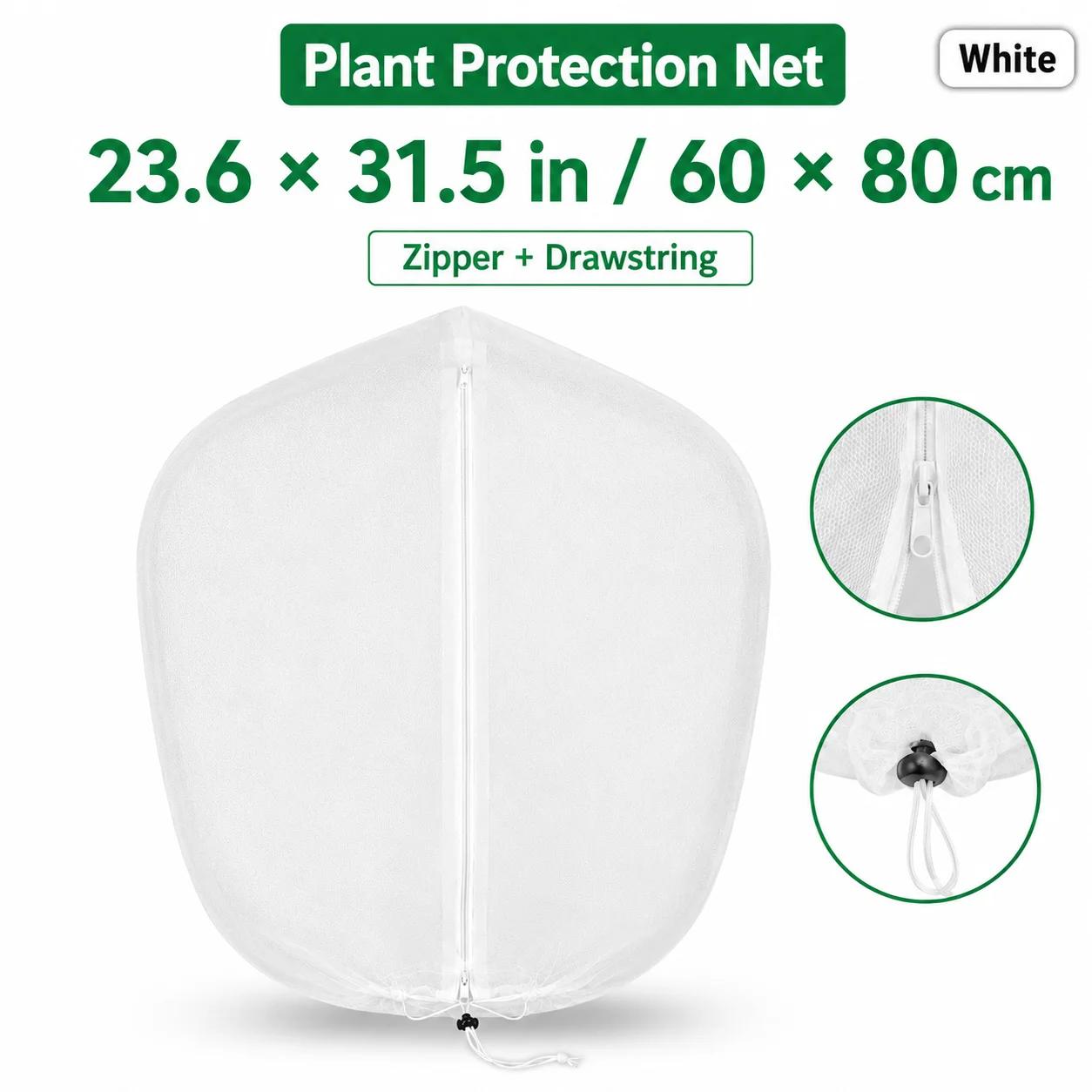 Rede de Proteção para Plantas de Jardim Extra Grossa com Zíper e Cordão, Cobertura de Rede PE contra Insetos e Pássaros para Árvores Frutíferas, Cítricas e Flores