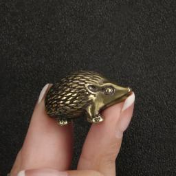 Mini ornamento de ouriço de latão, estátua de animais de metal, figura antiga de chá para casa, escritório, decoração de mesa, presente - Image 5