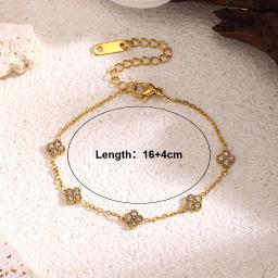 Pulseira de Zircônia em Forma de Flor Cor Dourada Luxuosa - Joias de Aço Inoxidável para Mulheres, Acessórios Hipoalergênicos para Presentes e Festas - Image 4