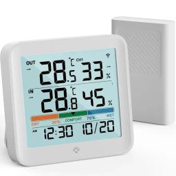 Termômetro Digital Higrômetro com Sensor Remoto para Ambiente Interno, Medidor de Temperatura e Umidade com Alta Precisão para Casa - Image 1