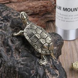 Estátua de tartaruga de cobre puro, estatuetas de tartaruga de latão vintage, ornamento de mesa feng shui, miniaturas, chá antigo, artesanato para animais de estimação, presentes - Image 6