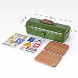 Caixa de armazenamento de ferramentas ao ar livre portátil acampamento piquenique metal ferramentas caixa de armazenamento com alça caixa de armazenamento de artigos diversos gadgets de acampamento - Image 6