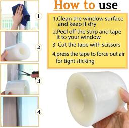 Isolamento de janela para clima de inverno, fita de vedação sem resíduos, transparente, isolamento de rascunho de janela, fita de filme de vedação para portas e janelas - Image 4
