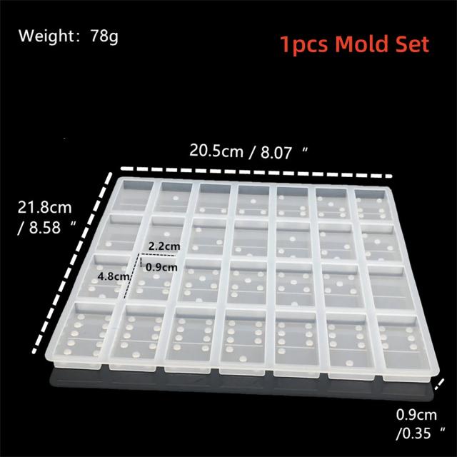 Molde de Silicone para Dominó de Resina Epóxi - Jogos de Tabuleiro DIY e Artesanato