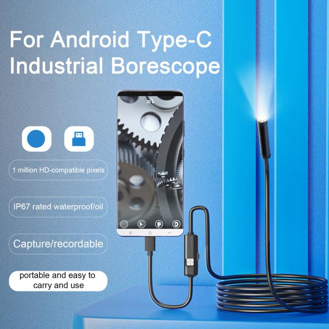 Câmera Endoscópio 5.5mm 1m 6 LEDs Tipo C para Motores Automotivos