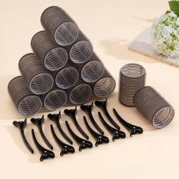 24 pçs/set auto aperto rolos de cabelo sem calor grampo de cabelo rolos cachos sem calor franja de cabelo volume auto-adesivo gancho diy ferramentas de estilo - Image 1