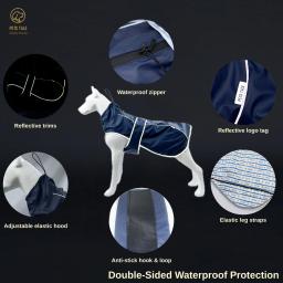 Capa de chuva impermeável para cães com tiras refletivas e capuz ajustável - vermelho, amarelo, azul marinho - Image 4