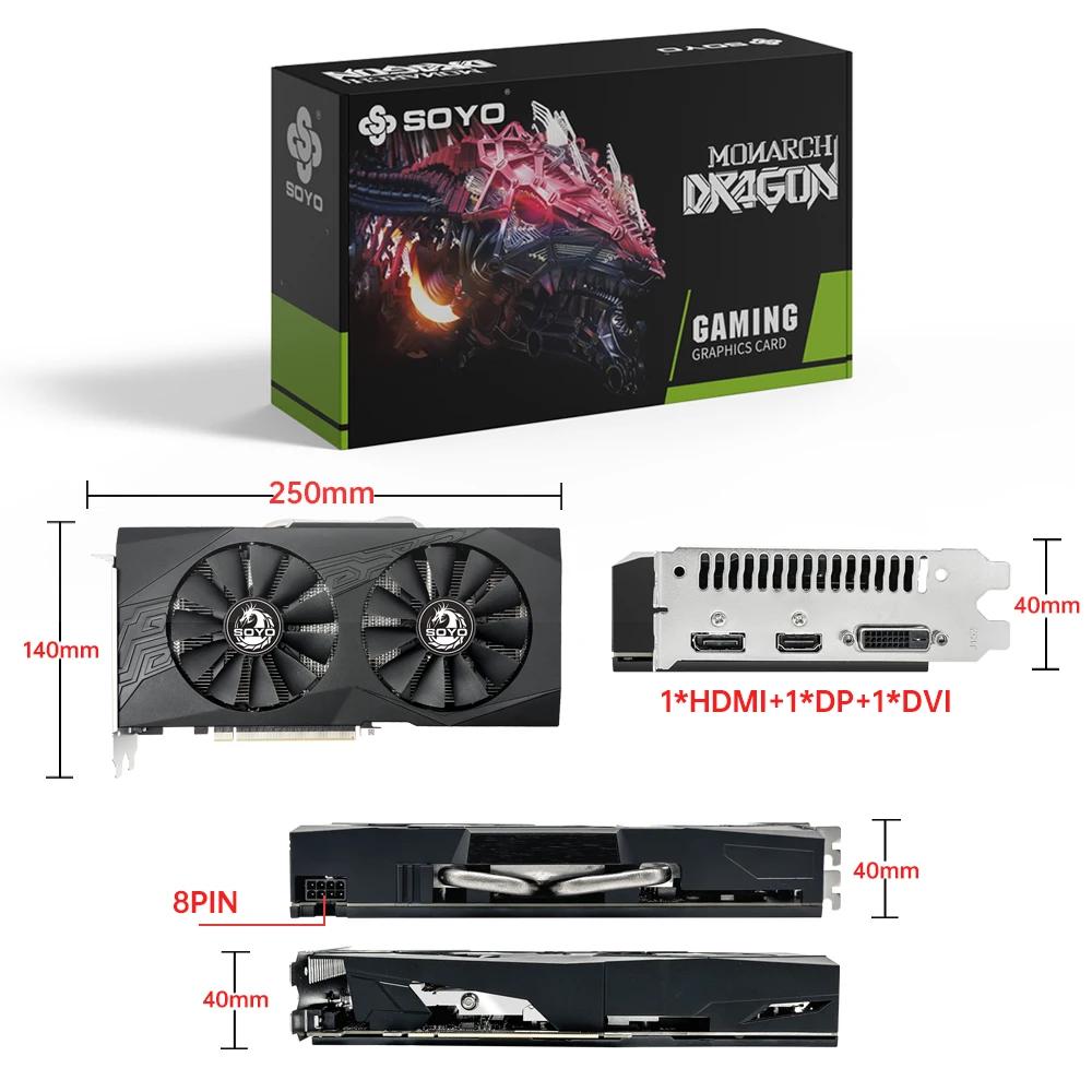 Placas de Vídeo AMD SOYO Radeon RX580 8G GDDR5 para Jogos PCIE3.0x16 Componentes de Computador de Mesa HDMI DP DVI 8Pin 256Bit - Image 1