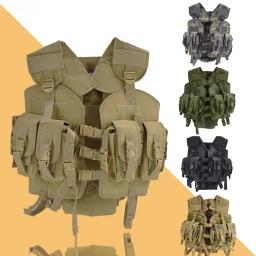 Colete Tático Masculino para Airsoft e Paintball com Bolsa de Água, Colete de Combate Camuflado - Image 1