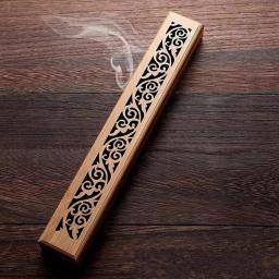 Incensário de Bambu Natural com Prato para Aromaterapia, Caixa de Madeira para Queima de Incenso com Linha Oca - Image 3
