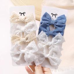 4 pçs doce laço impresso bowknot grampos de cabelo para cabelo meninas artesanal hairpin boutique presilhas headwear acessórios para o cabelo do bebê - Image 1