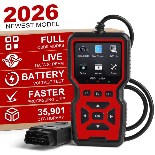 Scanner Automotivo V519 RED Diagnóstico de Carros Ferramenta OBD2 Verificação de Saúde do Motor Tela Colorida