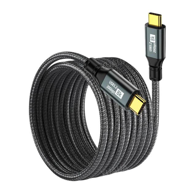 Cabo USB-C para USB-C PD 100W Thunderbolt 3 20Gbps 8K 3m para iPhone 15 Pro Max MacBook