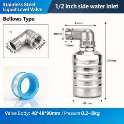 Válvula de bóia automática para controle de nível de água em aço inoxidável 304, 1/2" 3/4", válvula de bóia mini com desligamento automático, sem necessidade de eletricidade, controlador automático de nível de água para tanques e torres de água - Image 5