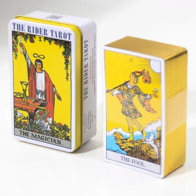 O Piloto Tarô Cartas de Tarô Borda Dourada com Caixa de Lata e Guia de Papel Oracle