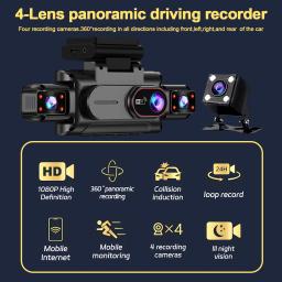 Câmera Veicular Dashcam 4 Canais Black Box WiFi FHD 1080P Visão Noturna Gravação em Loop com Kit de Fiação para Acessórios Automotivos - Image 2