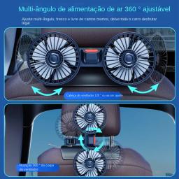 Três-Speed Car Seat Back Cooling Fan, USB Charge, Dual Head, 360 Graus de rotação, Pescoço Cooler, Verão Acessórios - Image 2