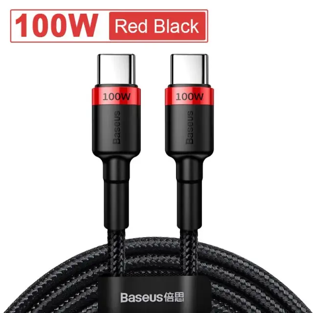 Cabo Baseus USB Tipo C para USB C 100W PD Carregamento Rápido