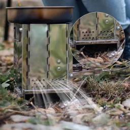 Fogão de aquecimento de acampamento ao ar livre, fogão de armazenamento portátil dobrável integrado ao ar livre, churrasqueira de aço inoxidável para lenha a carvão - Image 5