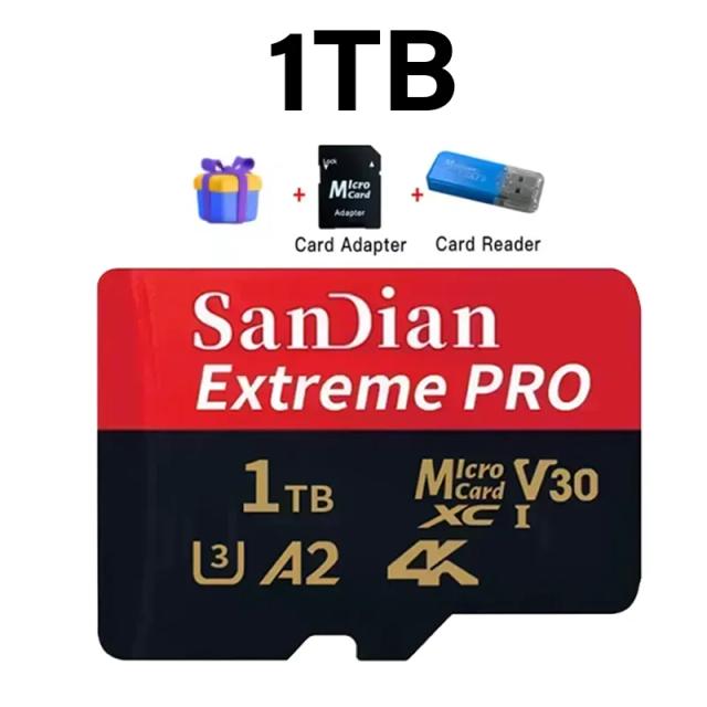 Cartão de Memória Micro SD 128GB Classe 10 U3 V30 com Adaptador USB