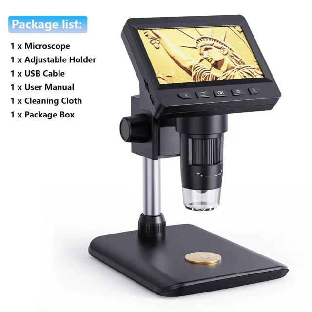 Microscópio Digital 1080p 4.3 Polegadas 50-1000x para Reparo Eletrônico