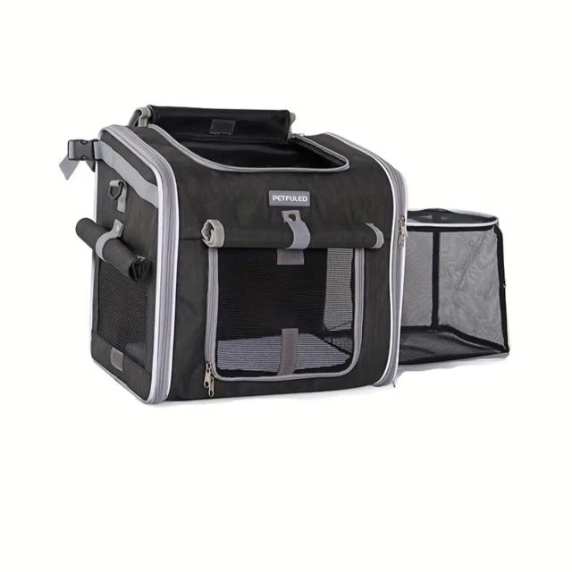 Cesta de Bicicleta Expansível para Cães e Gatos com 4 Portas Abertas