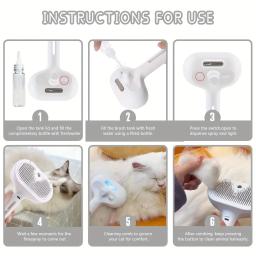 Atualizado pet spray aliciamento pente vapor flutuante remoção do cabelo limpeza escova de vapor estilo para cães gatos acessórios - Image 6