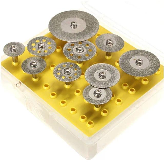 Conjunto de Discos de Corte de Diamante para Ferramentas Rotativas - 10 Peças