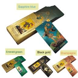 Baralho de tarô de folha de ouro de luxo digno de custo com belo pacote de plástico jogo de tabuleiro de cartas oracle para iniciantes - Image 1