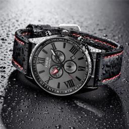 Original xinew marca relógios masculinos meninos moda casual pulseira de couro data quartzo relógio de pulso preto montre homme reloj hombre 2025 - Image 5