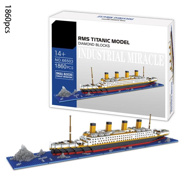 Conjunto de Blocos de Montar de Barco de Cruzeiro de Luxo Criativo Titanic DIY, Mini Modelo, 1860 Peças, Brinquedo para Presente de Aniversário e Colecionador